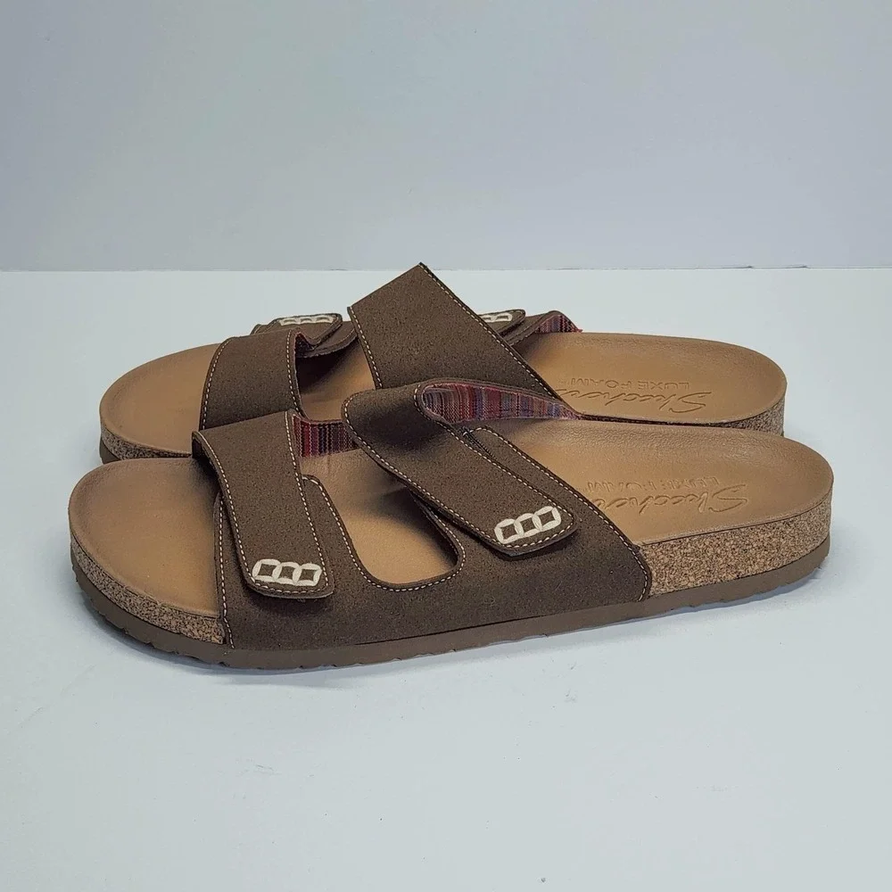 Skechers Sandals Womens Size 10 Brown Luxe Foam Slide On Adjustable EUC SN 56176 - Picture 7 of 10